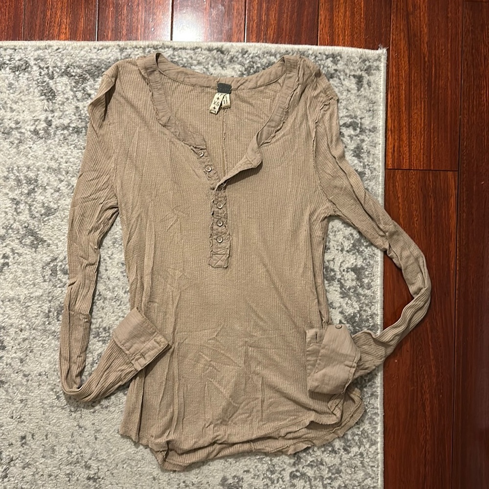 We The Free Waffle Thermal long sleeve button down